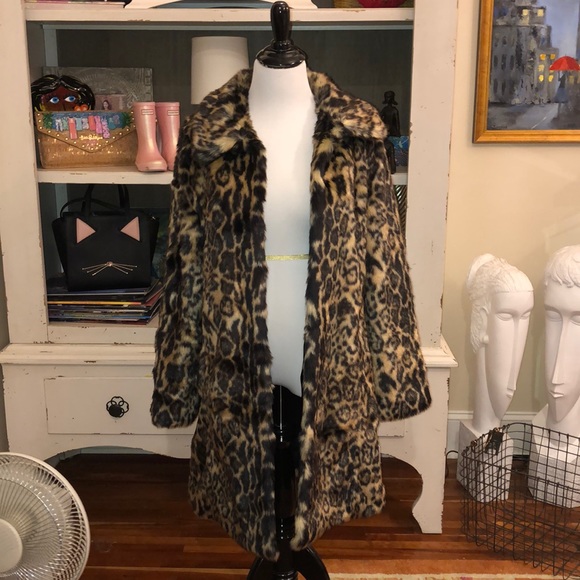 Rachel Parcell Faux Fur Leopard Print Coat M NWT - Picture 4 of 5